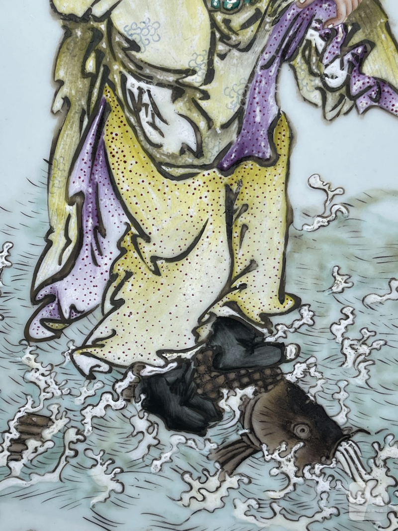 民国 “王琦”款粉彩人物纹瓷板 - 图4